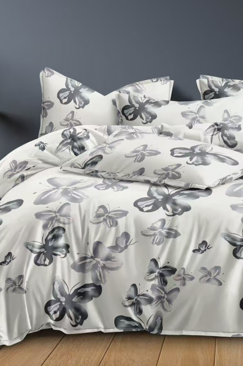 Lenjerie de pat FLOBERJA 200x220 cm bumbac 4 piese, Culoare: alb, IVET.RO - Reduceri de până la -80%