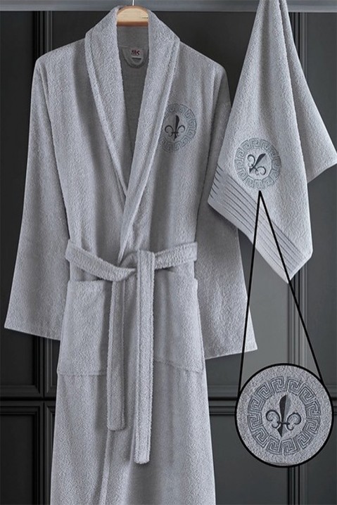 Set halat de baie cu prosop LASEOLDA WHITE, Culoare: gri, IVET.RO - Reduceri de până la -80%