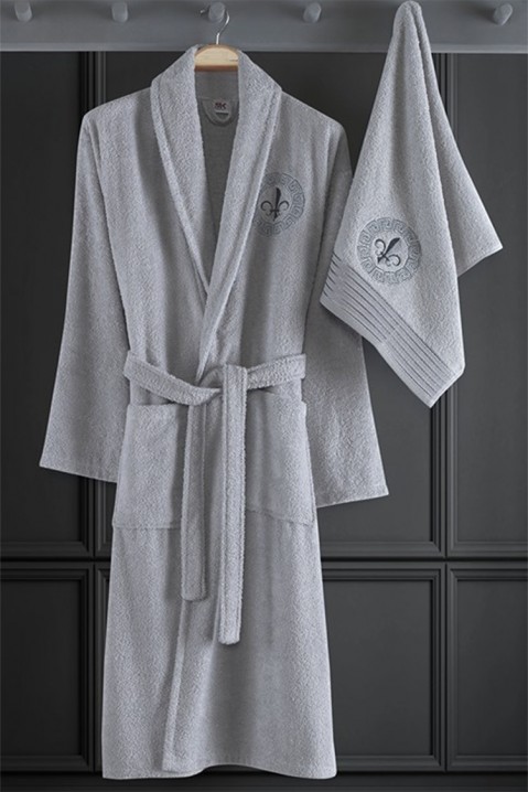 Set halat de baie cu prosop LASEOLDA WHITE, Culoare: gri, IVET.RO - Reduceri de până la -80%