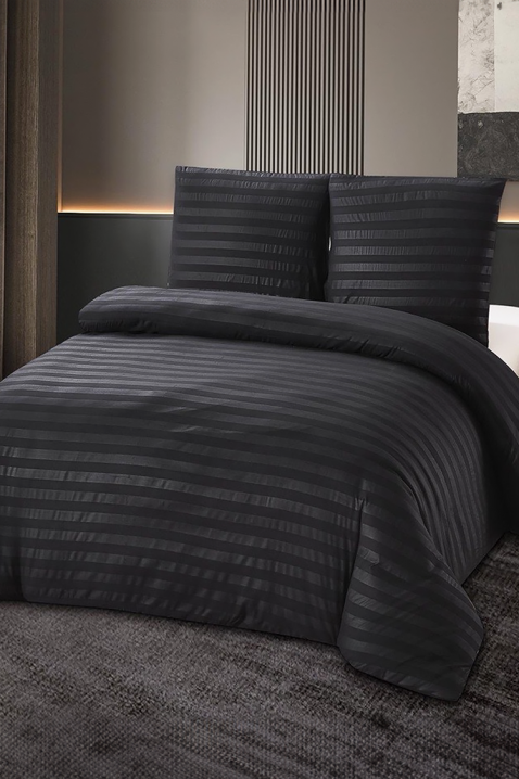 Lenjerie de pat KRONESA BLACK 200x220 cm bumbac - 3 piese, Culoare: negru, IVET.RO - Reduceri de până la -80%
