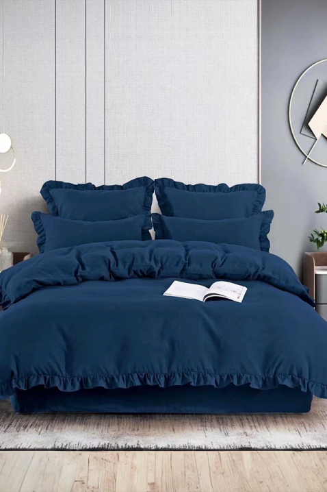 Lenjerie de pat CANVELA NAVY 160x200 cm bumbac 4 piese, Culoare: bleumarin, IVET.RO - Reduceri de până la -80%