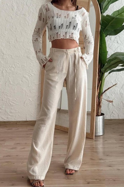 Pantaloni MASMERIYA, Culoare: ecru, IVET.RO - Reduceri de până la -80%