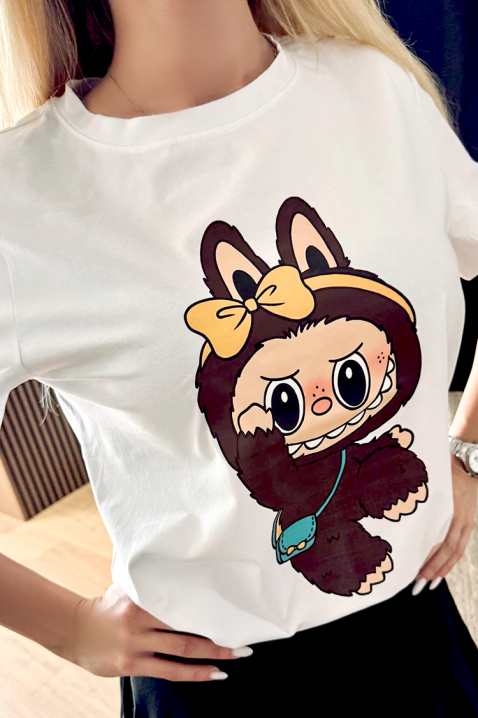 Tricou LABUBU HAPPY, Culoare: alb, IVET.RO - Reduceri de până la -80%