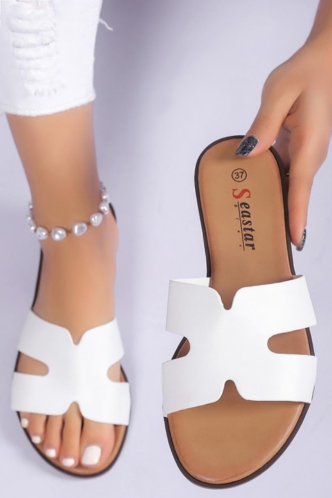 Papuci damă HERMESINA WHITE, Culoare: alb, IVET.RO - Reduceri de până la -80%