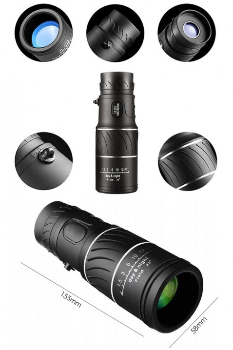 Telescop monocular cu suport pentru telefon și trepied DROLGY, Culoare: negru, IVET.RO - Reduceri de până la -80%