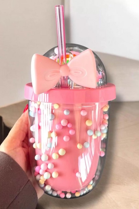 Pahar pentru apă cu pai TRULMY PINK - 500 ml, Culoare: roz, IVET.RO - Reduceri de până la -80%