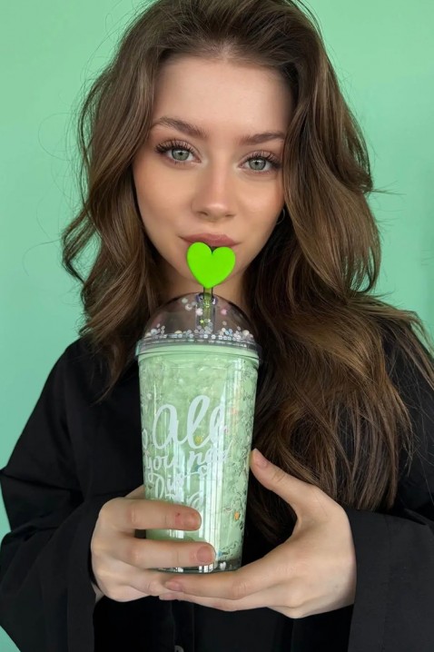 Pahar pentru apă cu pai ZERDY GREEN - 500 ml, Culoare: verde, IVET.RO - Reduceri de până la -80%