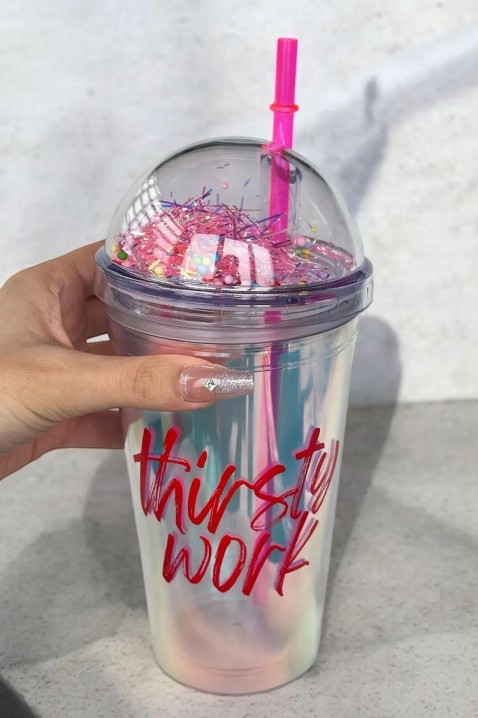 Pahar pentru apă cu pai STEISY - 500 ml, Culoare: multicolor, IVET.RO - Reduceri de până la -80%