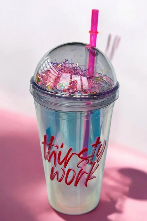 Pahar pentru apă cu pai STEISY - 500 ml, Culoare: multicolor, IVET.RO - Reduceri de până la -80%