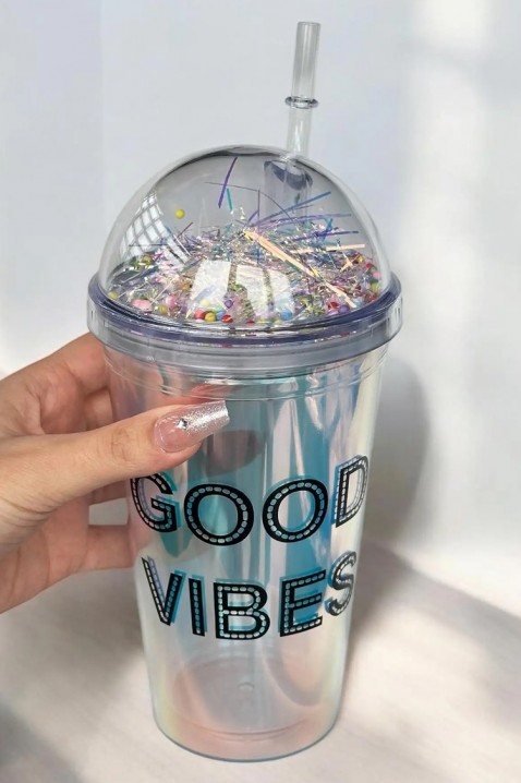 Pahar pentru apă cu pai LORIDY - 500 ml, Culoare: multicolor, IVET.RO - Reduceri de până la -80%