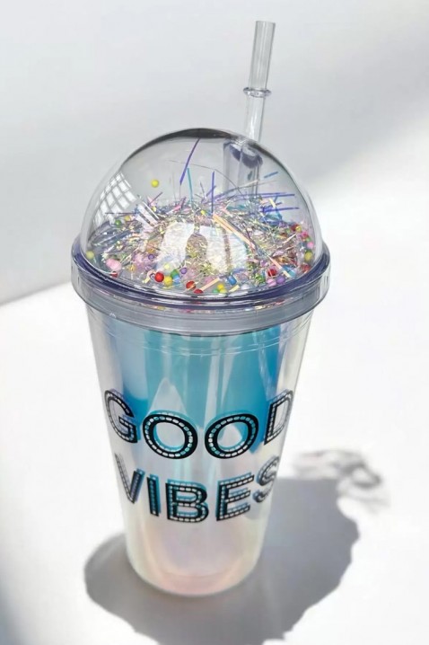 Pahar pentru apă cu pai LORIDY - 500 ml, Culoare: multicolor, IVET.RO - Reduceri de până la -80%