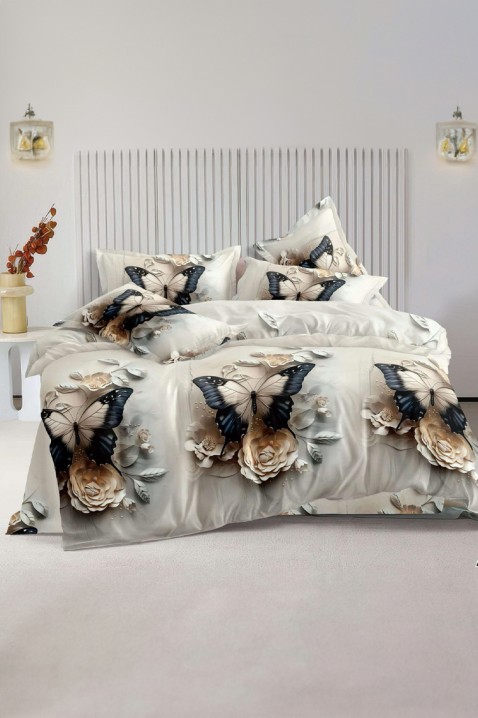 Lenjerie de pat AURESIA 200x220 cm bumbac 4 piese, Culoare: multicolor, IVET.RO - Reduceri de până la -80%