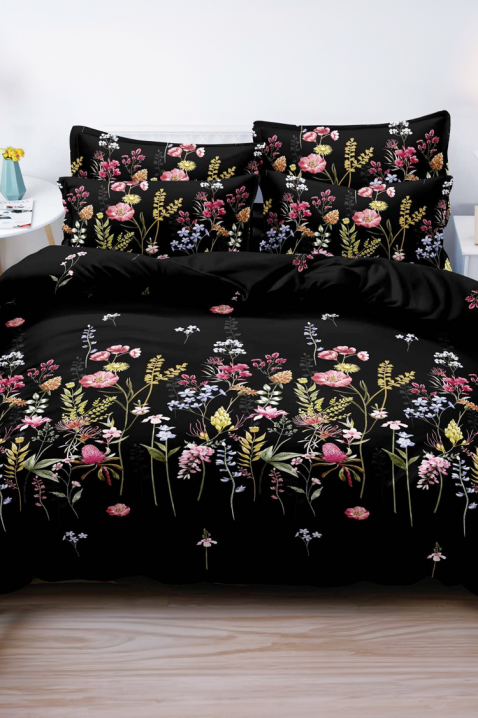 Lenjerie de pat MOFREVA 200x220 cm bumbac 4 piese, Culoare: negru, IVET.RO - Reduceri de până la -80%