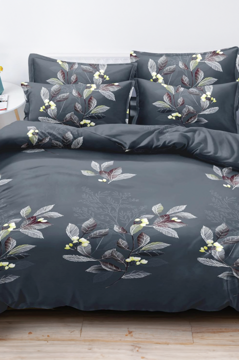 Lenjerie de pat ZUMELFA 200x220 cm bumbac 4 piese, Culoare: grafit, IVET.RO - Reduceri de până la -80%