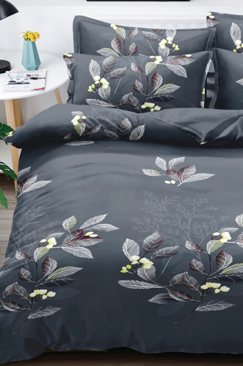 Lenjerie de pat ZUMELFA 200x220 cm bumbac 4 piese, Culoare: grafit, IVET.RO - Reduceri de până la -80%
