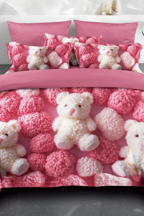 Lenjerie de pat BEAR 160x200 cm bumbac 3 piese, Culoare: roz, IVET.RO - Reduceri de până la -80%