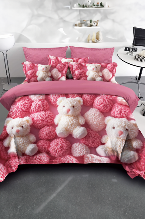 Lenjerie de pat BEAR 160x200 cm bumbac 3 piese, Culoare: roz, IVET.RO - Reduceri de până la -80%