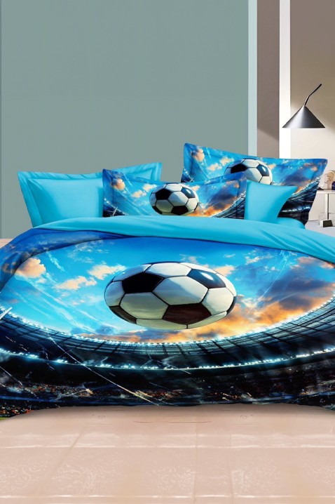 Lenjerie de pat FOOTBALL 160x200 cm bumbac 3 piese, Culoare: albastru, IVET.RO - Reduceri de până la -80%