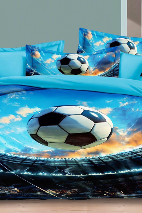 Lenjerie de pat FOOTBALL 160x200 cm bumbac 3 piese, Culoare: albastru, IVET.RO - Reduceri de până la -80%