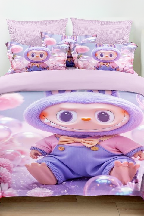 Lenjerie de pat LABUBU BABY 160x200 cm bumbac 3 piese, Culoare: lila, IVET.RO - Reduceri de până la -80%