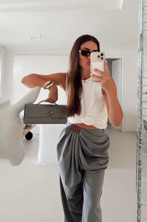 Pantaloni TRIODEFA, Culoare: gri, IVET.RO - Reduceri de până la -80%