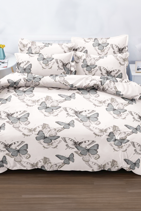 Lenjerie de pat LEONEFA 200x220 cm bumbac 3 piese, Culoare: alb, IVET.RO - Reduceri de până la -80%