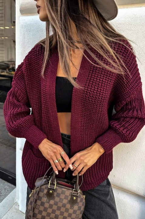 Cardigan DRONBINA, Culoare: bordo, IVET.RO - Reduceri de până la -80%