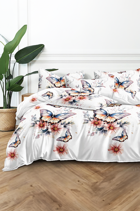 Lenjerie de pat ZIOTERFA 200x220 cm bumbac 4 piese, Culoare: alb, IVET.RO - Reduceri de până la -80%
