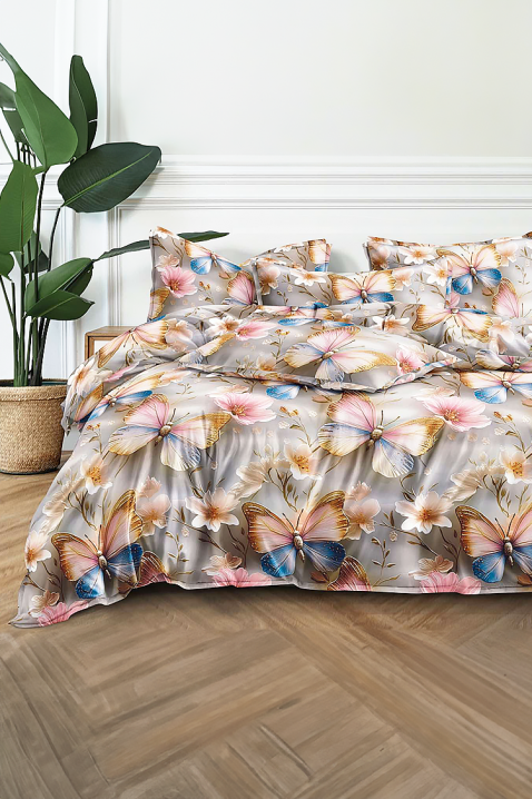 Lenjerie de pat ZEFRIOLGA 200x220 cm bumbac 4 piese, Culoare: multicolor, IVET.RO - Reduceri de până la -80%