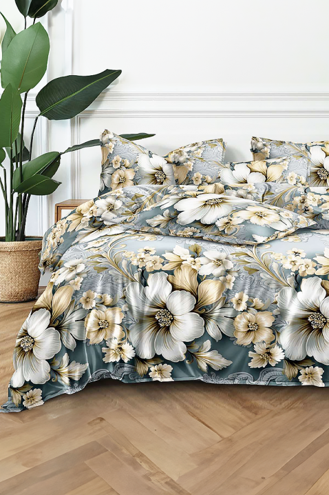 Lenjerie de pat PIONEHA 200x220 cm bumbac 4 piese, Culoare: gri, IVET.RO - Reduceri de până la -80%