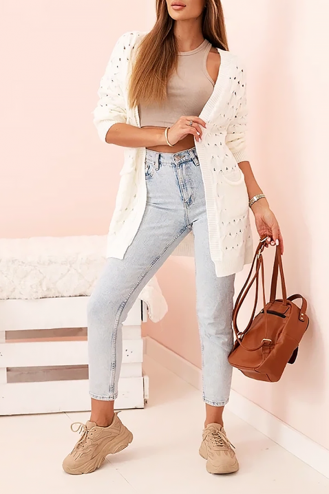 Cardigan NELFORLIA ECRU, Culoare: ecru, IVET.RO - Reduceri de până la -80%
