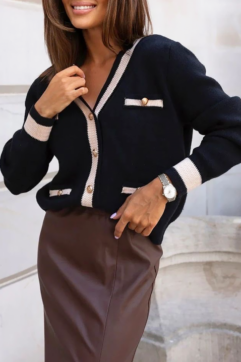 Cardigan FELTORNA BLACK, Culoare: negru și alb, IVET.RO - Reduceri de până la -80%