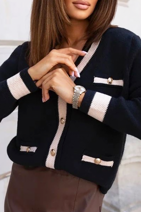 Cardigan FELTORNA BLACK, Culoare: negru și alb, IVET.RO - Reduceri de până la -80%