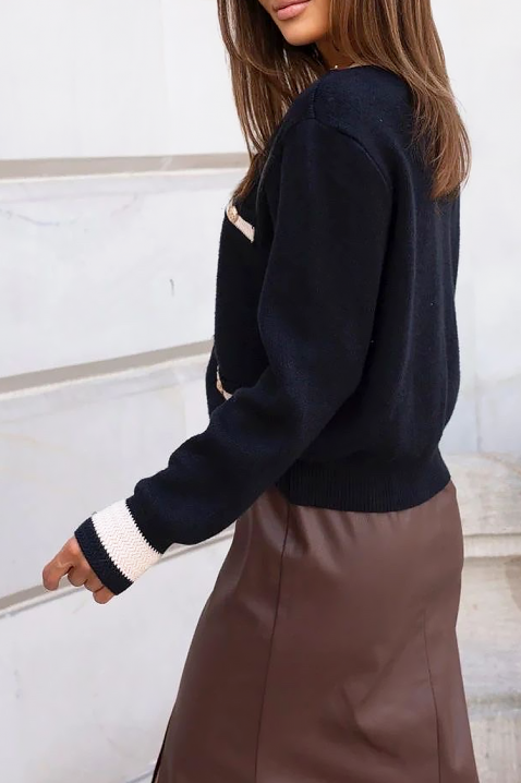 Cardigan FELTORNA BLACK, Culoare: negru și alb, IVET.RO - Reduceri de până la -80%