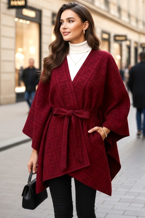 Poncho DERLONDA BORDO, Culoare: bordo, IVET.RO - Reduceri de până la -80%