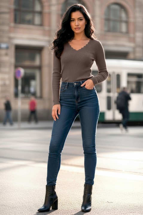 Bluză damă VORNELFA BROWN, Culoare: ecru, IVET.RO - Reduceri de până la -80%