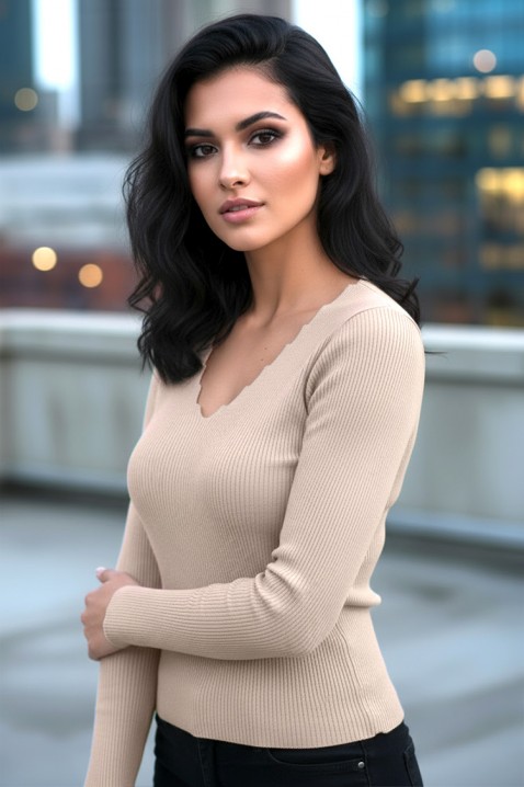 Bluză damă VORNELFA BEIGE, Culoare: ecru, IVET.RO - Reduceri de până la -80%