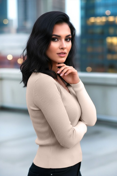 Bluză damă VORNELFA BEIGE, Culoare: ecru, IVET.RO - Reduceri de până la -80%