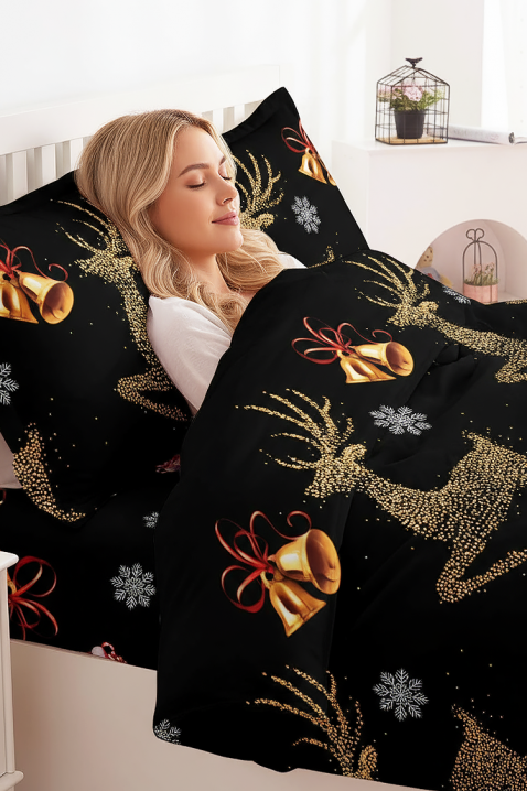 Lenjerie de pat VIOLDY 200x220 cm bumbac 4 piese, Culoare: negru, IVET.RO - Reduceri de până la -80%