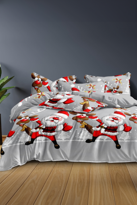 Lenjerie de pat ORMENFY 160x200 cm bumbac 4 piese, Culoare: gri, IVET.RO - Reduceri de până la -80%