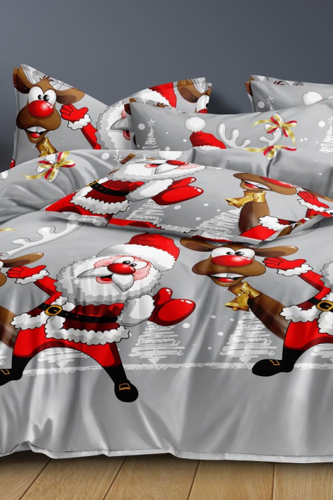 Lenjerie de pat ORMENFY 160x200 cm bumbac 4 piese, Culoare: gri, IVET.RO - Reduceri de până la -80%