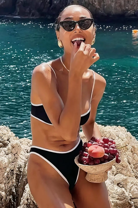 Costum de baie INELFEA, Culoare: negru și alb, IVET.RO - Reduceri de până la -80%