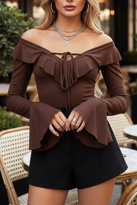 Bluză damă KEFLILZA BROWN - Bluze | Ivet.RO Bluză damă KEFLILZA BROWN, Culoare: maro, IVET.RO - Reduceri de până la -80%
