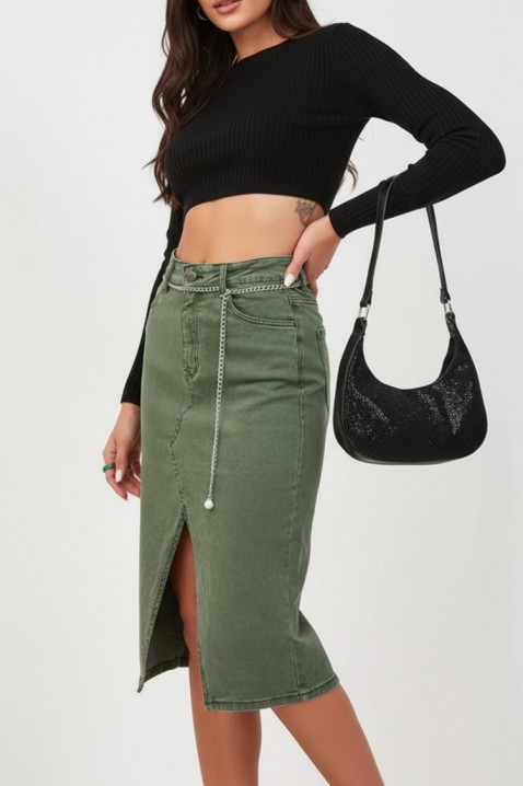 Fustă MINZONA GREEN - Denim | Ivet.RO Fustă MINZONA GREEN, Culoare: verde, IVET.RO - Reduceri de până la -80%