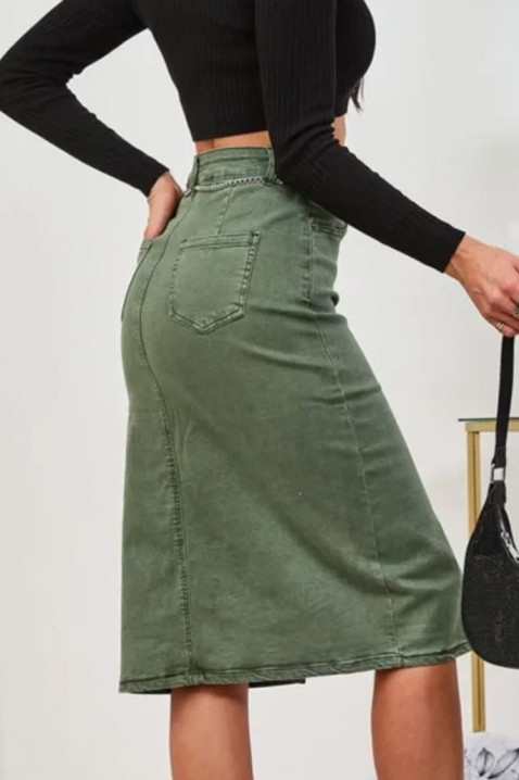 Fustă MINZONA GREEN - Denim | Ivet.RO Fustă MINZONA GREEN, Culoare: verde, IVET.RO - Reduceri de până la -80%