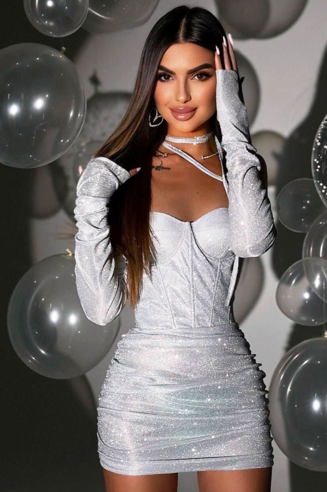 Rochie SENSOTA SILVER - Rochii scurte | Ivet.RO Rochie SENSOTA SILVER, Culoare: argintiu, IVET.RO - Reduceri de până la -80%
