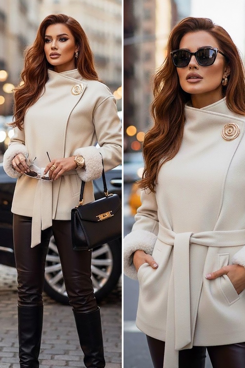 Palton BLOFLINDA ECRU, Culoare: ecru, IVET.RO - Reduceri de până la -80%