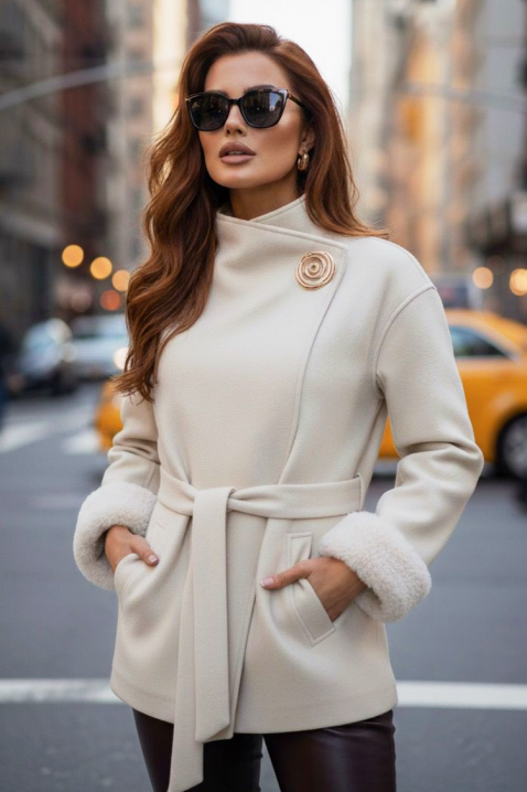 Palton BLOFLINDA ECRU, Culoare: ecru, IVET.RO - Reduceri de până la -80%