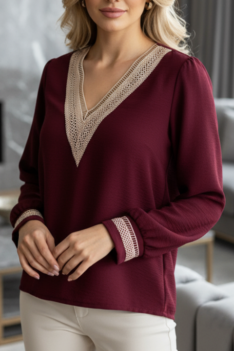 Bluză damă ARETONA BORDO - Bluze | Ivet.RO Bluză damă ARETONA BORDO, Culoare: bordo, IVET.RO - Reduceri de până la -80%