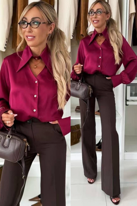 Cămașă damă LILONDANA BORDO - Cămăși | Ivet.RO Cămașă damă LILONDANA BORDO, Culoare: bordo, IVET.RO - Reduceri de până la -80%